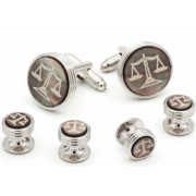 Smoked Mother of Pearl Lawyer Etched Cufflinks and Studs